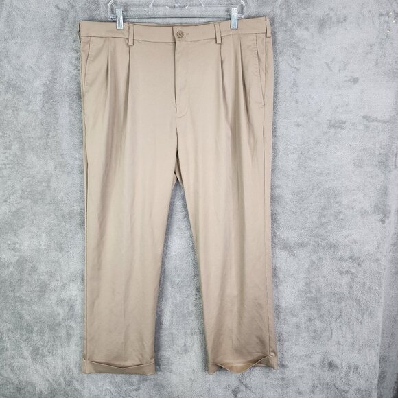 Men's Pro Tour Khaki Dress Pants Golf Hi Rise Polyester Stretch Size 38x29 - Picture 2 of 13